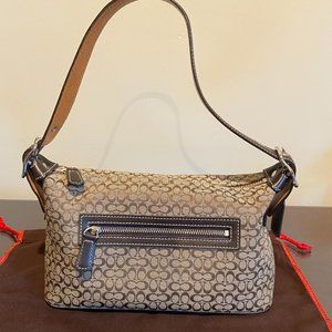 Coach fabric handbag with leather trim